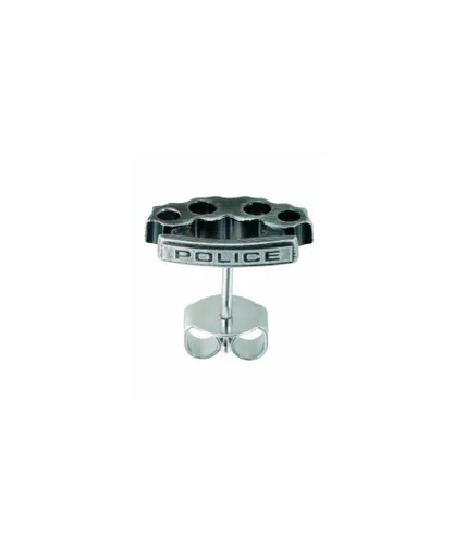 Police Mens : Bash Cufflink - Silver Leather - One