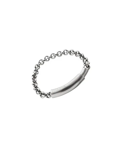 Police Mens : "CLEAR" Bracelet - Silver Leather - One Size