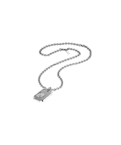 Police Mens : "CRUISER" Pendant - Silver Leather - One Size