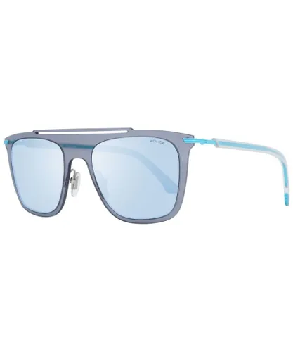 Police Mens Grey Mirrored Rectangle Sunglasses - One