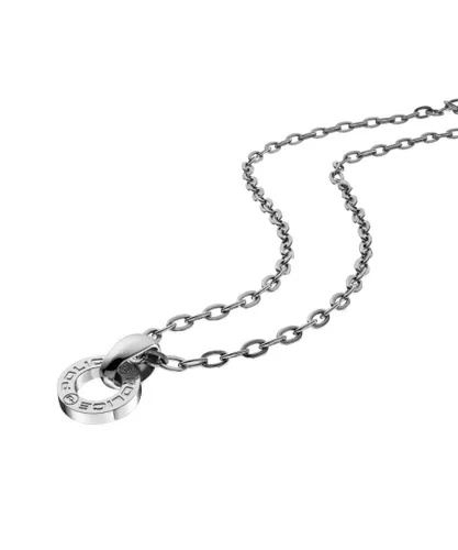 Police Mens : "Hallow" Pendant - Silver Leather - One Size