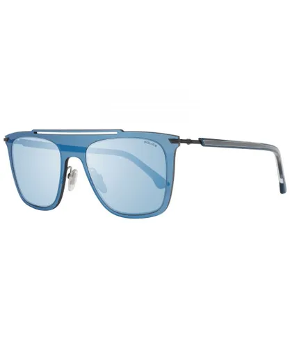 Police Mens Mirrored Rectangle Sunglasses - Blue - One
