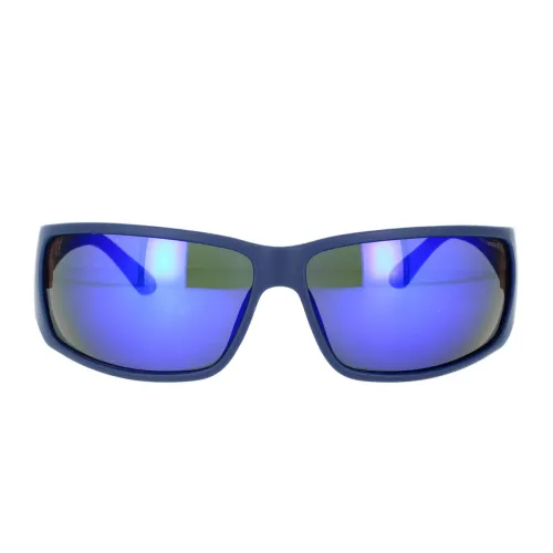Police , Men's Sunglasses, Ultralight Blue Frame with Mirrored Blue Lenses ,Blue male, Sizes: