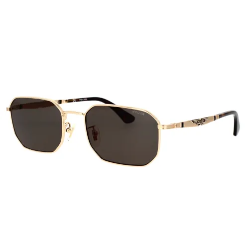 Police , Nineties 2 Sunglasses with Rose Gold Frame and Dark Green Lenses ,Yellow male, Sizes: