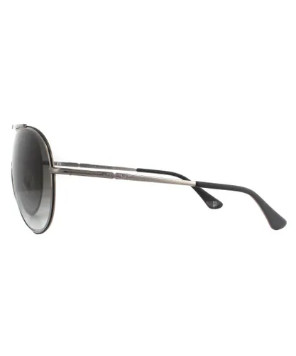 Police Shield Mens Shiny Gunmetal Smoke Grey Gradient Sunglasses - One