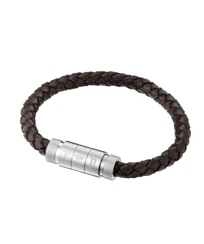 Police : "VEGAS" Brown Leather Bracelet - Silver - One Size