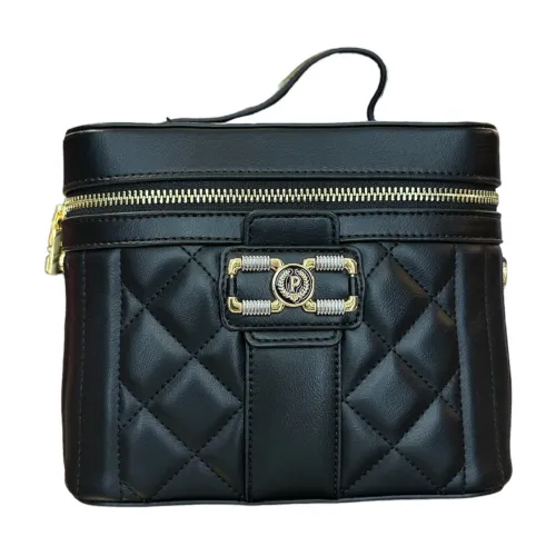 Pollini , Black PU Handbag with Detachable Chain Strap ,Black female, Sizes: ONE SIZE