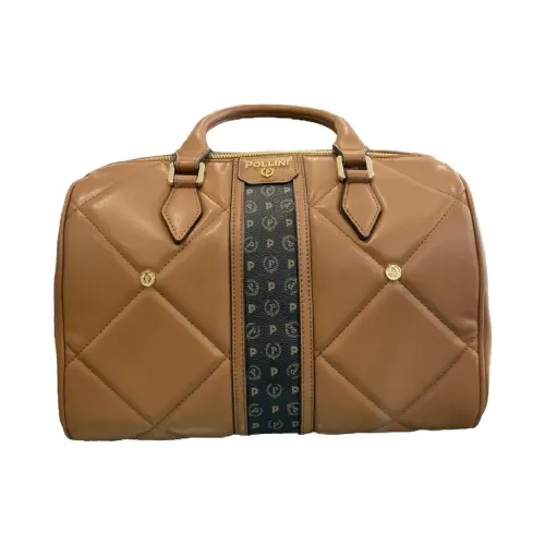 Pollini , Modern Leather Handbag with Iconic Logo ,Brown female, Sizes: ONE SIZE