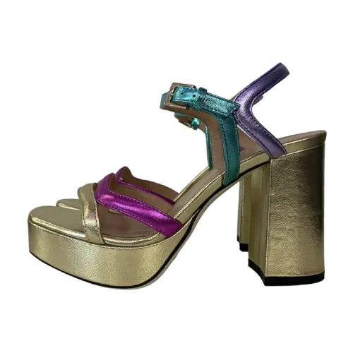 Pollini , Multicolored laminated leather sandals with platform - 40 ,Multicolor female, Sizes: