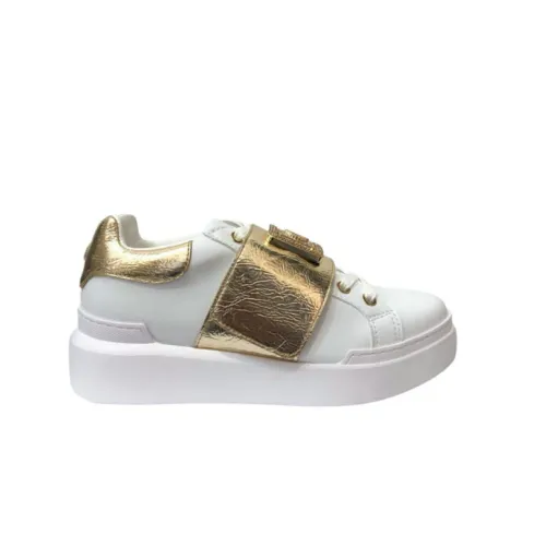 Pollini , Nuke45 White/Gold Sneakers ,White female, Sizes:
