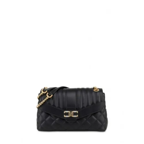 Pollini , Quilted Shoulder Bag in Black PU ,Black female, Sizes: ONE SIZE