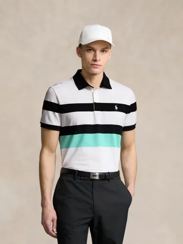 Polo Golf Ralph Lauren Tailored Fit Performance Stripe Polo Shirt, Ceramic White/Multi - Ceramic White/Multi - Male