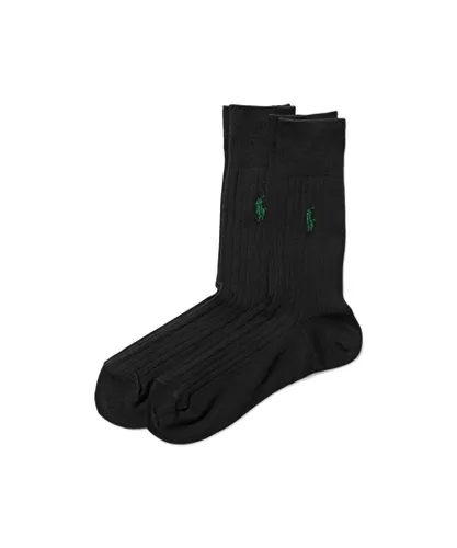 Polo Ralph Lauren 2 Pack Rib Egyptian Mens Socks - Black Fabric