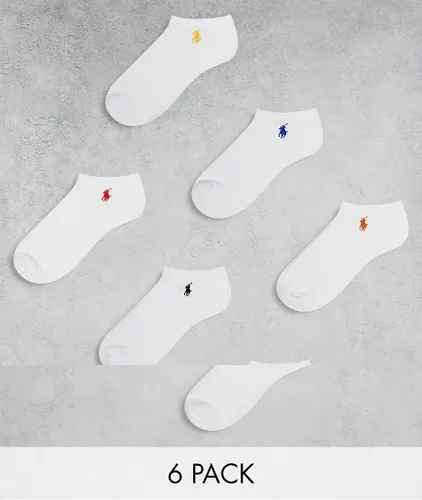 Polo Ralph Lauren 6 pack quarter length socks with multicolour logo in white