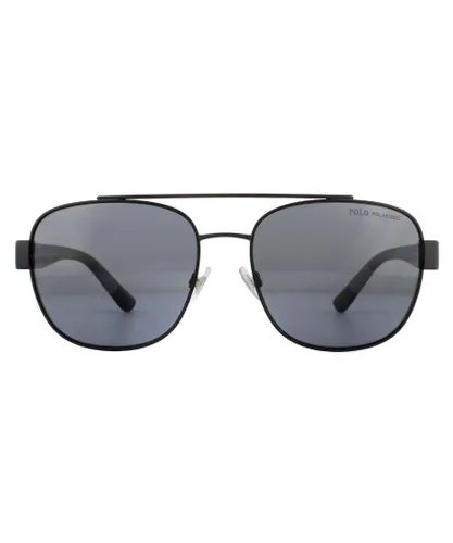 Polo Ralph Lauren Aviator Mens Matte Black Grey Polarized Sunglasses - One
