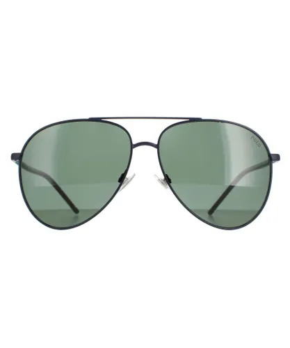Polo Ralph Lauren Aviator Mens Matte Navy Blue Green Sunglasses - One