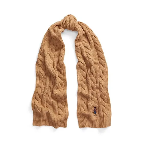 Polo Ralph Lauren Bear Cable-Knit Merino Wool Scarf - Brown