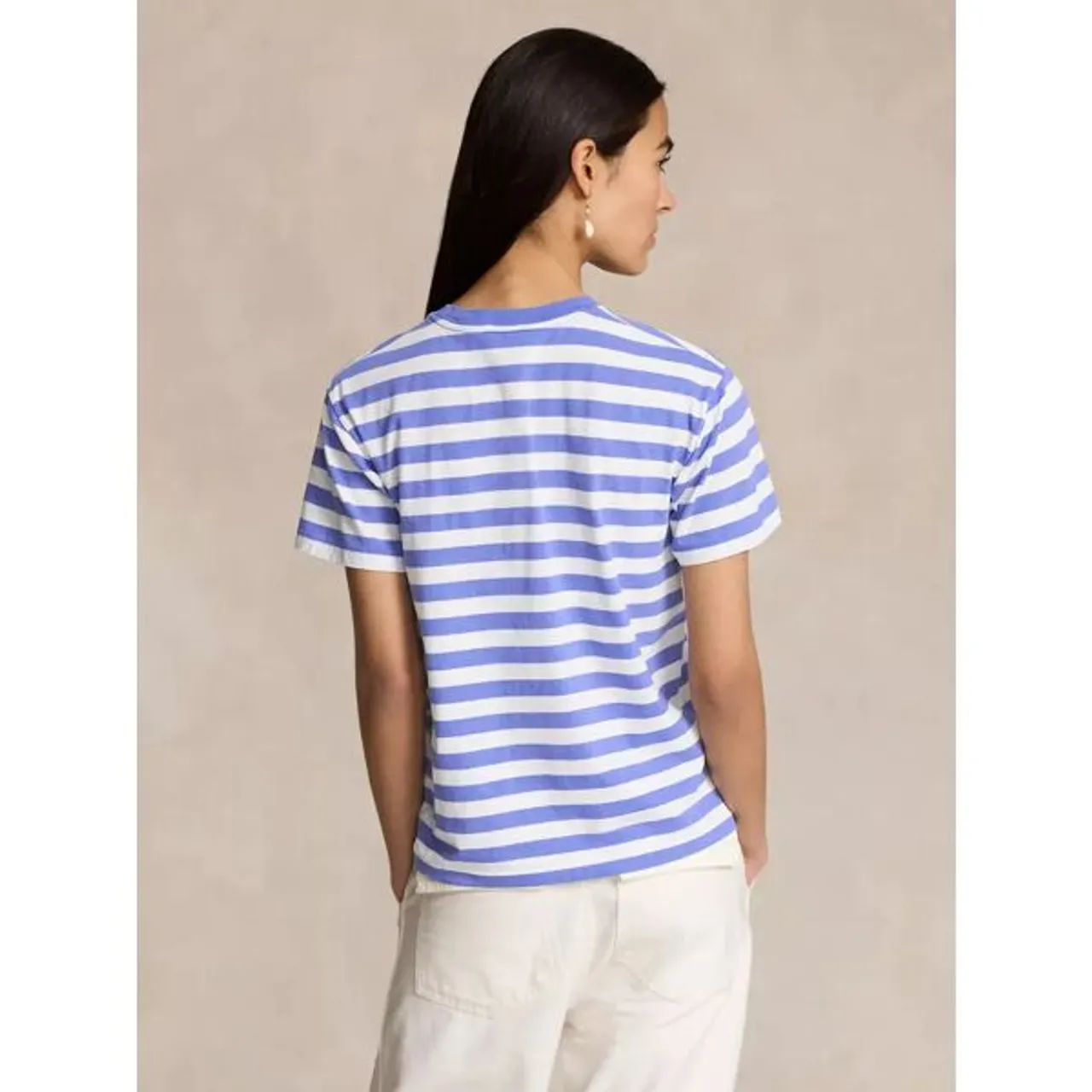 Polo Ralph Lauren Bear Graphic Stripe T-Shirt, Blue/Multi - Blue/Multi - Female