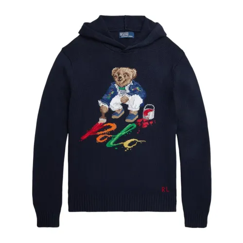 Polo Ralph Lauren , Bear Pullover Sweater ,Blue male, Sizes: