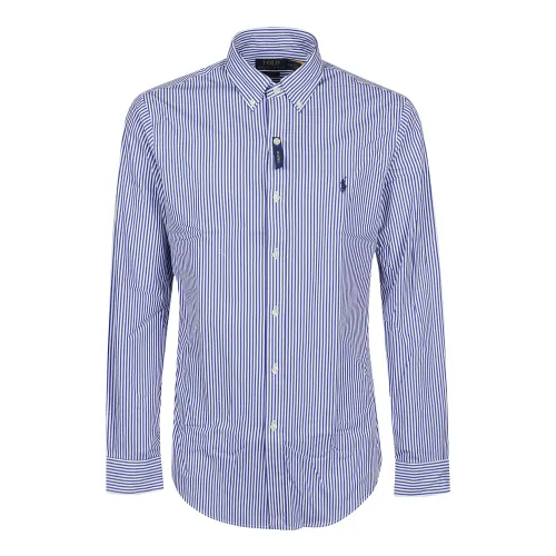 Polo Ralph Lauren , Blue and White Sporty Long Sleeve Shirt ,Blue male, Sizes: