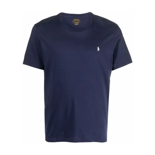 Polo Ralph Lauren , Blue Cotton T-Shirt with Polo Pony Embroidery ,Blue male, Sizes: