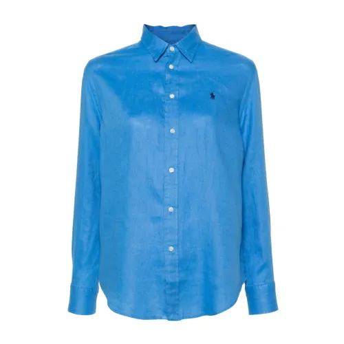 Polo Ralph Lauren , Blue Linen Shirt with Signature Pony ,Blue female, Sizes: