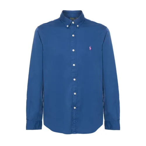 Polo Ralph Lauren , Blue Long Sleeve Sport Shirt ,Blue male, Sizes: