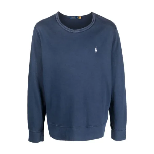 Polo Ralph Lauren , Blue Polo Pony Motif Sweater ,Blue male, Sizes: