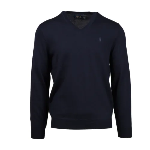 Polo Ralph Lauren , Blue V-Neck Sweater ,Blue male, Sizes: