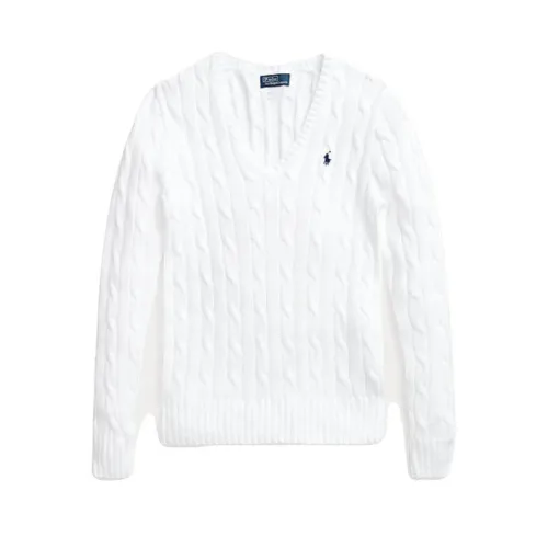 Polo Ralph Lauren , Cable Knit V-Neck Sweater ,White male, Sizes: