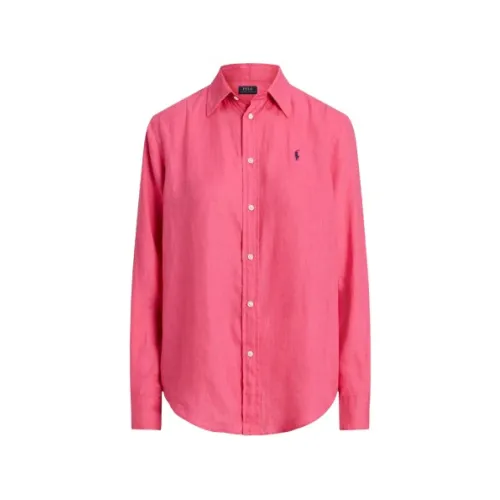 Polo Ralph Lauren , Casual Linen Shirt with Embroidered Logo ,Pink female, Sizes: