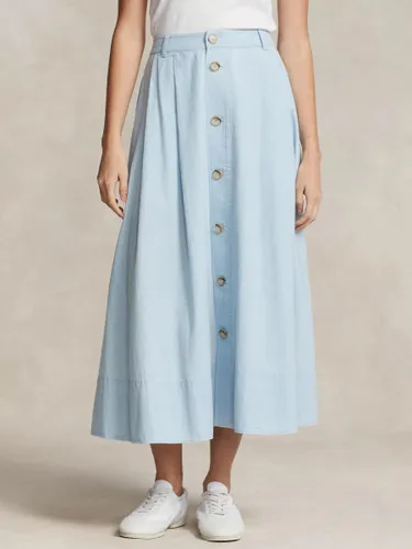 Polo Ralph Lauren Chambray Midi Skirt, Light Blue - Light Blue - Female
