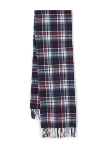 Polo Ralph Lauren check-pattern fringed scarf - Blue