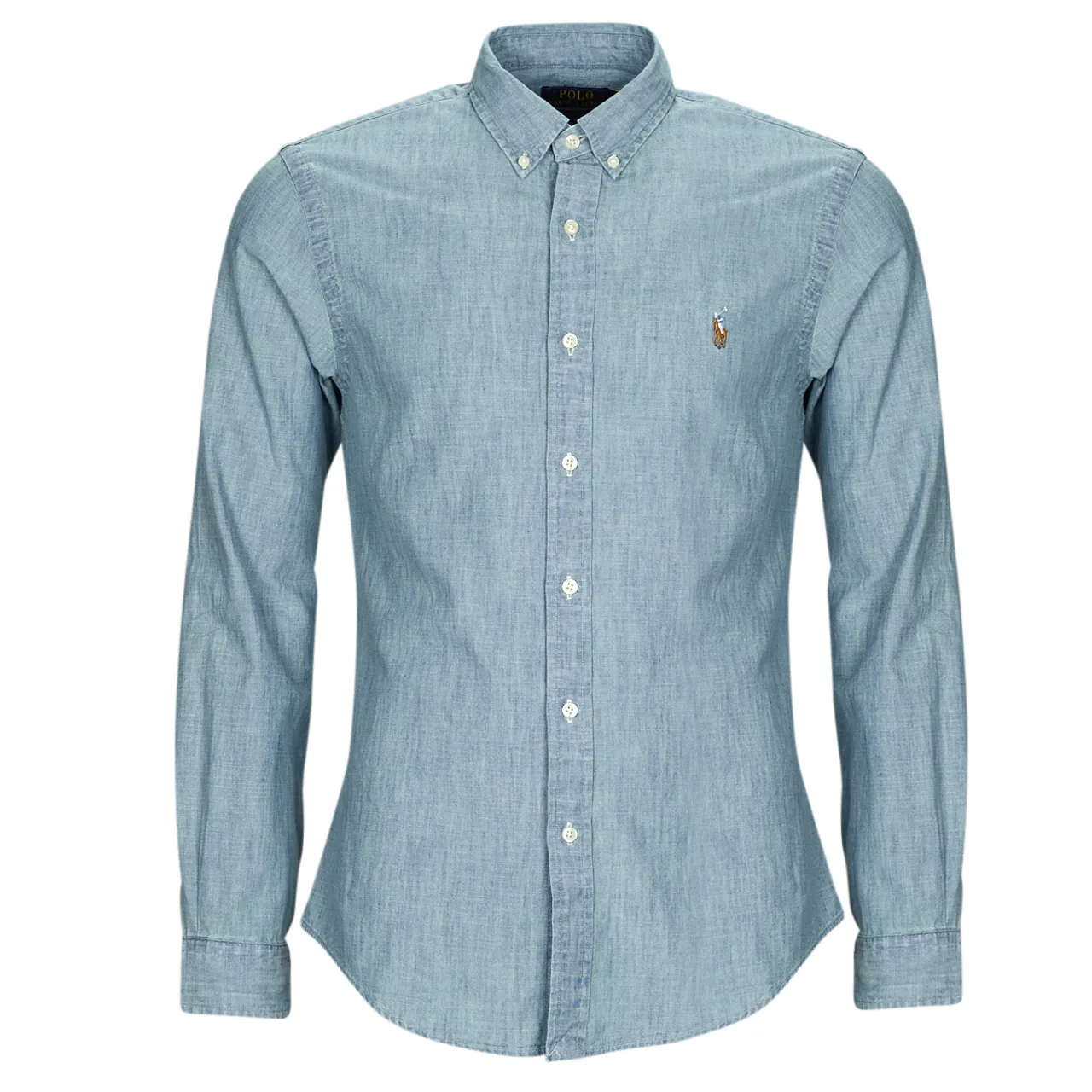 Polo Ralph Lauren  CHEMISE COUPE SLIM EN DENIM  men's Long sleeved Shirt in Blue
