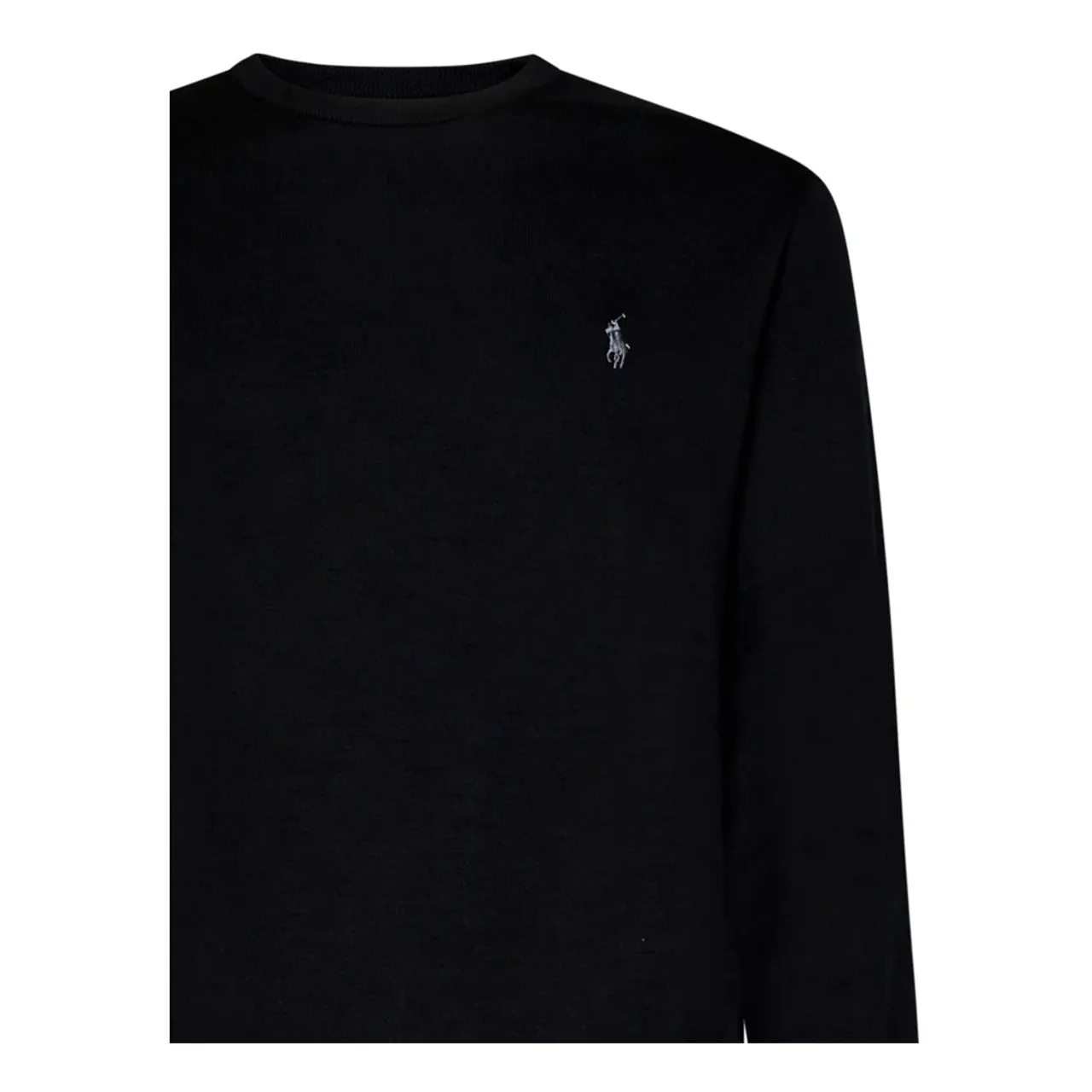 Polo Ralph Lauren , Classic Black Cotton Sweater with Embroidered Pony ,Black male, Sizes:
