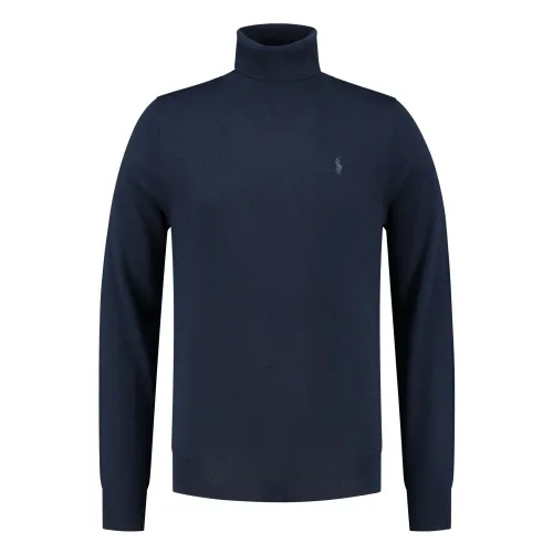 Polo Ralph Lauren , Classic Blue Long Sleeve Turtleneck ,Blue male, Sizes: