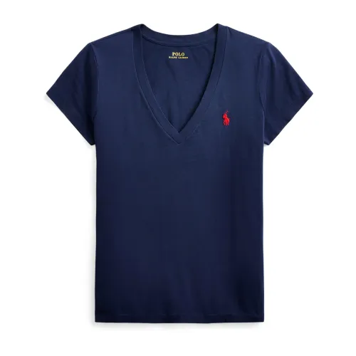 Polo Ralph Lauren , Classic V-Neck Short Sleeve Shirt ,Blue female, Sizes: