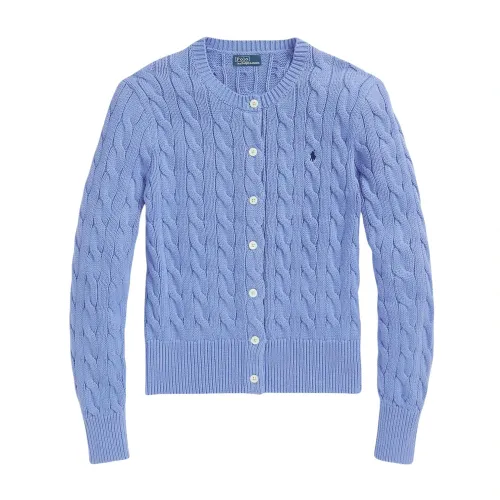 Polo Ralph Lauren , Cotton Cable Knit Crewneck Cardigan ,Blue female, Sizes: