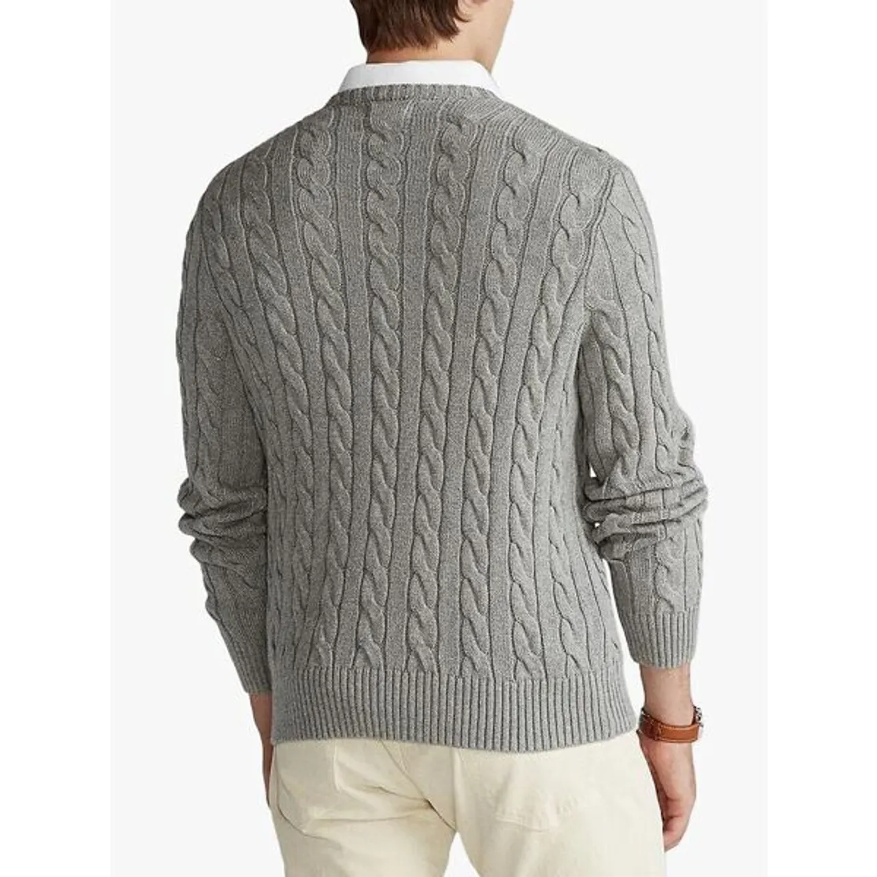 Polo Ralph Lauren Cotton Cable Knit Jumper - Fawn Frey Heather - Male