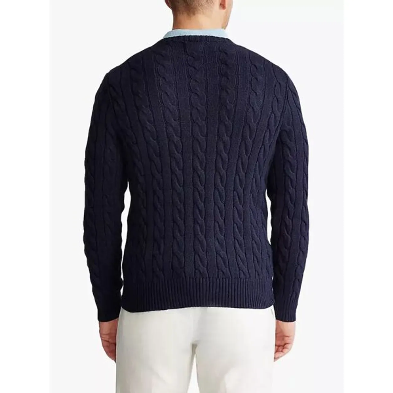 Polo Ralph Lauren Cotton Cable Knit Jumper - Hunter Navy - Male