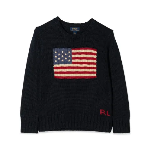 Polo Ralph Lauren , Cotton Flag Crewneck Sweater ,Blue male, Sizes: