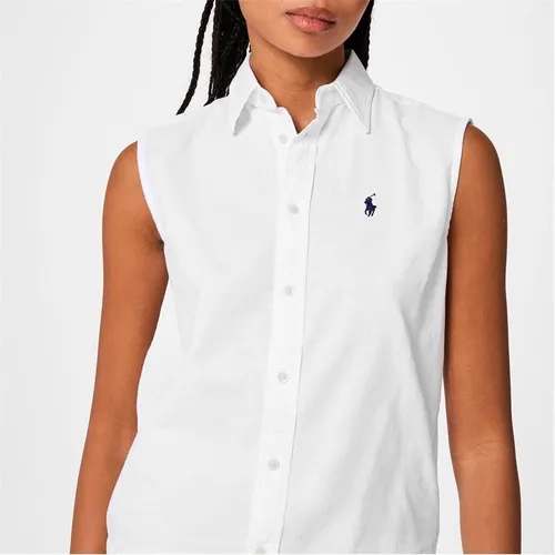 POLO RALPH LAUREN Embroidered Sleeveless Oxford Shirt - White