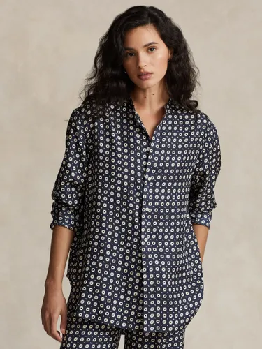 Polo Ralph Lauren Geometric Print Silk Shirt, Blue/Multi - Blue/Multi - Female