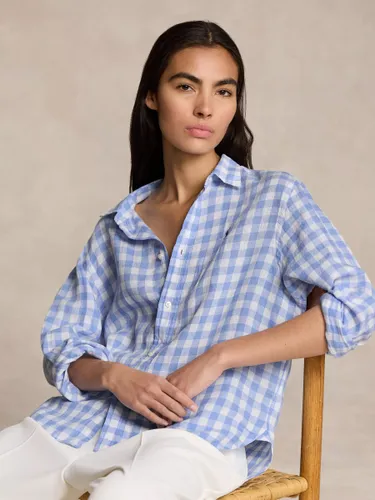 Polo Ralph Lauren Gingham Linen Shirt, Blue/White - Blue/White - Female