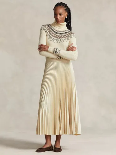 Polo Ralph Lauren Hybrid Wool Blend Fair Isle Jumper Maxi Dress, Cream/Multi - Cream/Multi - Female
