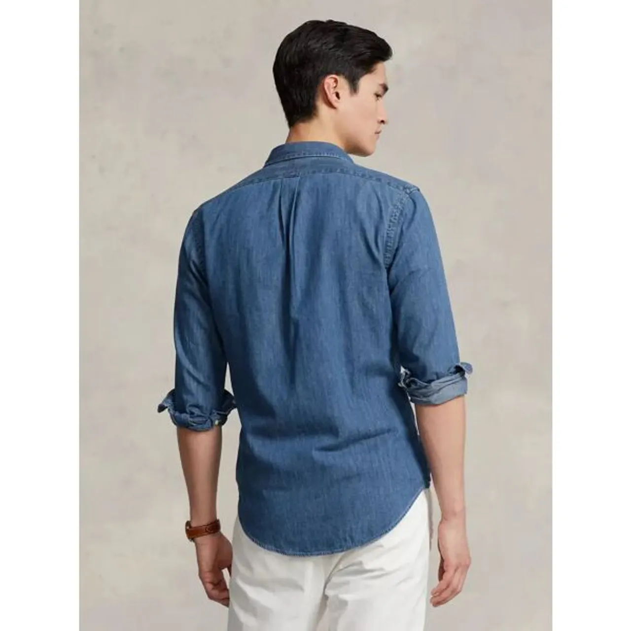 Polo Ralph Lauren Long Sleeve Slim Fit Denim Shirt, Blue - Denim - Male