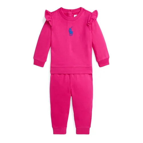 Polo Ralph Lauren Long-sleeved Top and jogging bottom set Babies - Pink