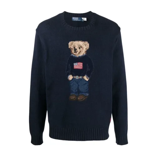 Polo Ralph Lauren , Lscnflagbear-Ls-Pullover, Men`s Stylish Sweatshirt ,Black male, Sizes: