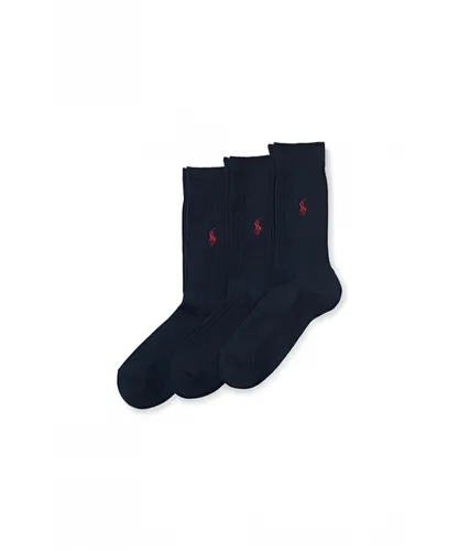 Polo Ralph Lauren Mens Egypt Rib Crew Sock 3 Pack - Navy Fabric