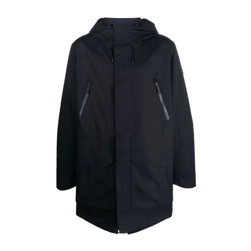 Polo Ralph Lauren , Men`s Parka with Logo Patch and Drawstring Hood ,Blue male, Sizes: